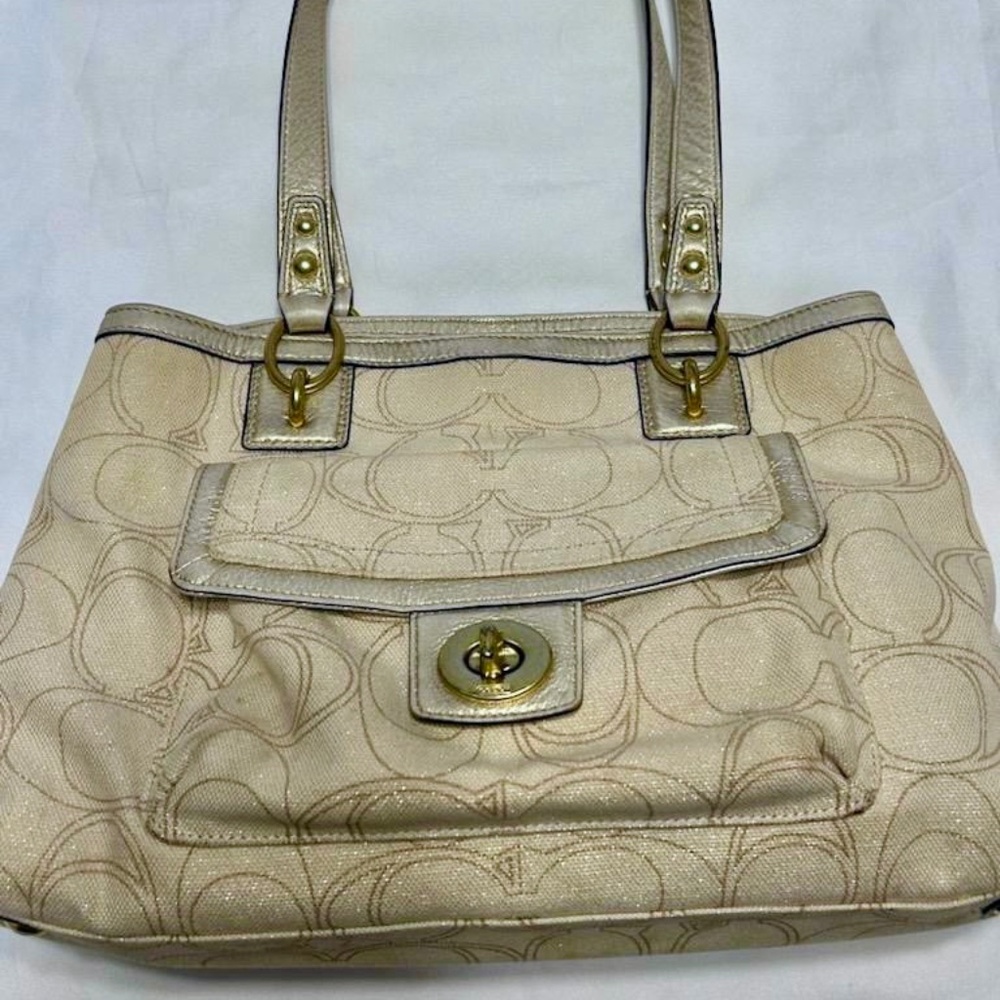 💲SALE💲Coach Gold Shimmer Shoulder Bag EUC